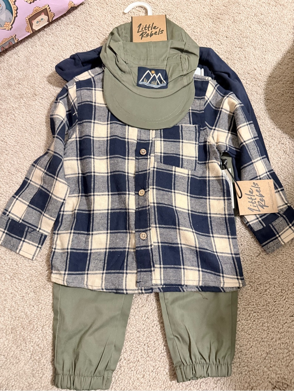 Navy & Cream Plaid Button-Down Shirt for Kids